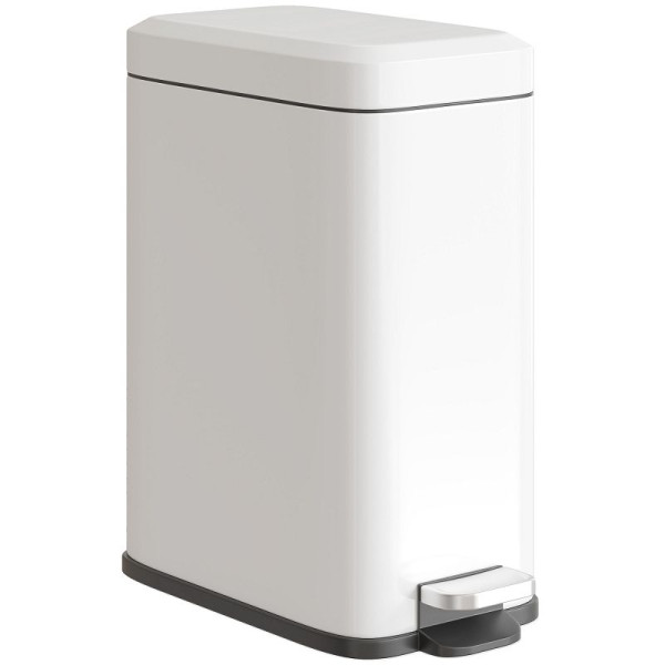HOMCOM Mülleimer aus Metall, Abfalleimer, 5 L Fassungsvermögen, mit Fußpedal, mit Inneneimer, Weiß, 851-023WT