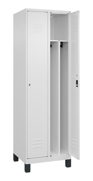 C+P Spind Classic PLUS, Füße, 2 Abteile, 1950x600x500mm, 9016/9016, Verschluss Zylinderschloss, 080010-20F S10029