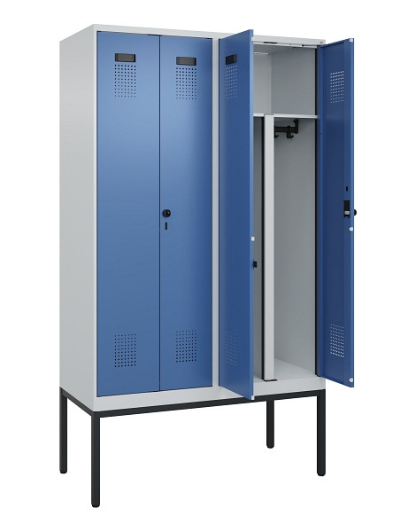 C+P PSA Doppel-Spind Evolo PLUS, Gestell, 4 Abteile, 2120x1200x500mm, 7035/5023, Drehriegel, 0490327-40P S10008