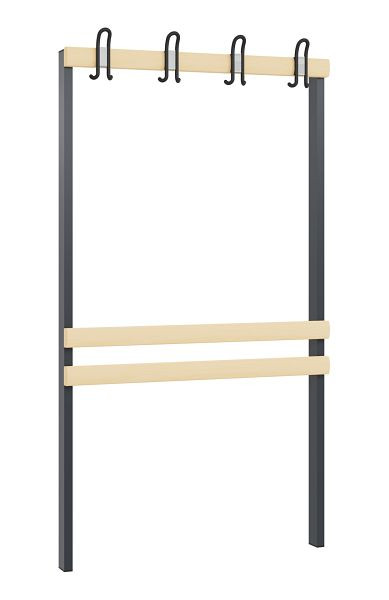 C+P Garderobenteil 1-seitig, H1650xB1000 mm, Schwarzgrau, 8050-711 S10000