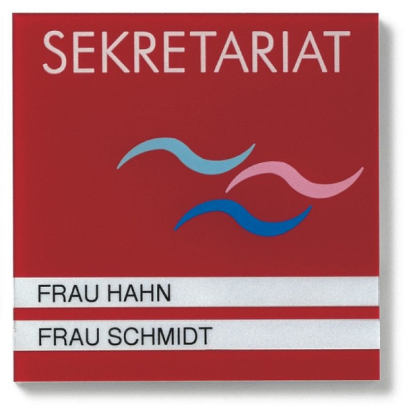 Stein HGS Türschild -Unitex BX- für Textstreifen, 5 Nuten, spitze Ecken, RAL 3003 - rubinrot, ohne Zimmer-Nummer und Festtext, 21196-010101