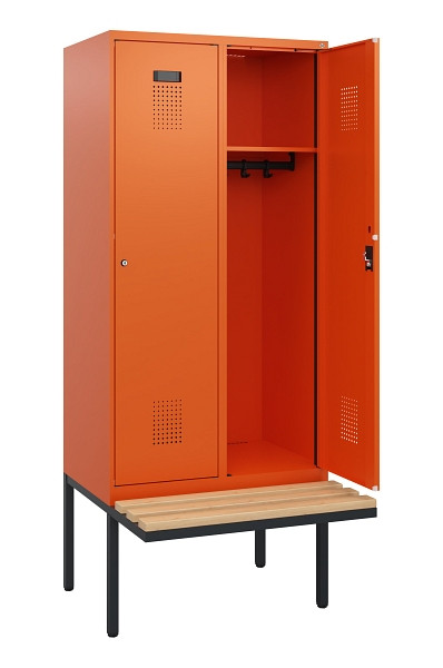 C+P Spind Evolo PLUS, 2 Abteile, 1950x800x815mm, 2004/2004, Zylinderschloss, Sitzfläche Holz, 0490405-22 S10050