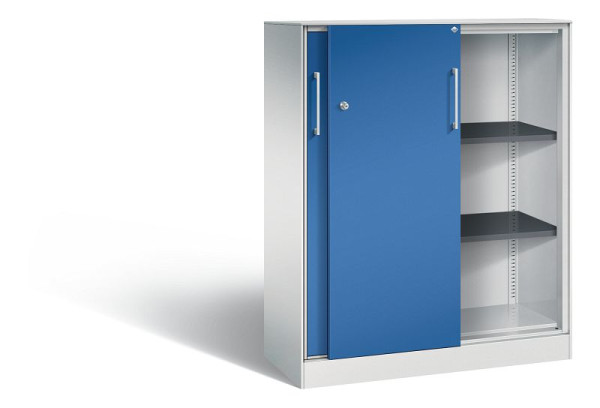 C+P Schiebetürenschrank Asisto, H1310xB1000xT435mm, Farbe: Lichtgrau / Enzianblau, Bügelgriff, 3 OH, 142032-000 S10143