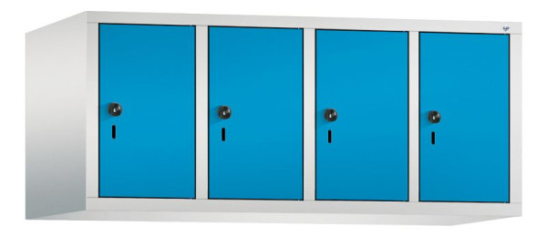 C+P Aufsatz-Garderobenschrank Evolo, 4 Abteile, H500xB1190xT500 mm, Lichtgrau/Lichtblau, 48090-40 S10001