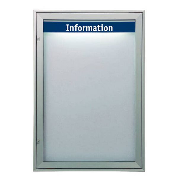 Stein HGS Schaukasten -Infomedia M- mit Sicherheitsschloss, Scriptblech, weiß, silber eloxiert, 240mm/190mm, Maße (BxH): 1000 x 1440 mm, 21427-010301