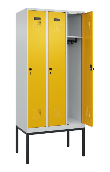 C+P Spind Evolo PLUS, Gestell, 3 Abteile, 2120x900x500mm, 7035/1004, Verschluss Drehriegel, Ablageböden 3, 0490307-30 S10000