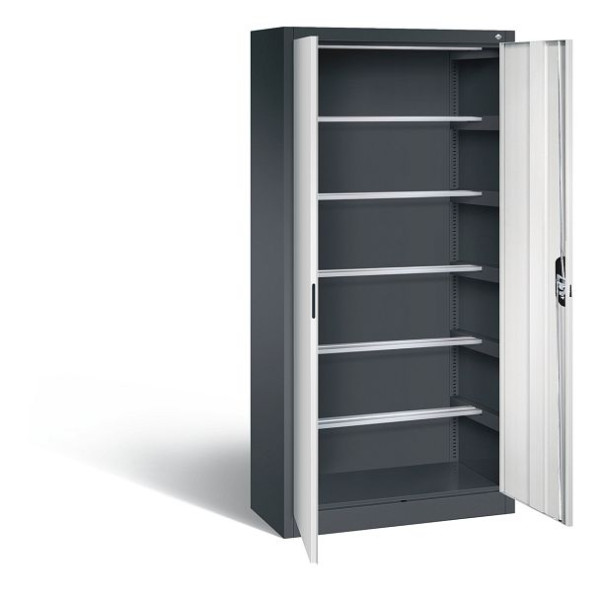 C+P Büroschrank Acurado, H1950xB930xT400mm, Farbe: Schwarzgrau / Lichtgrau, Muldengriff, 9260-600 S10351