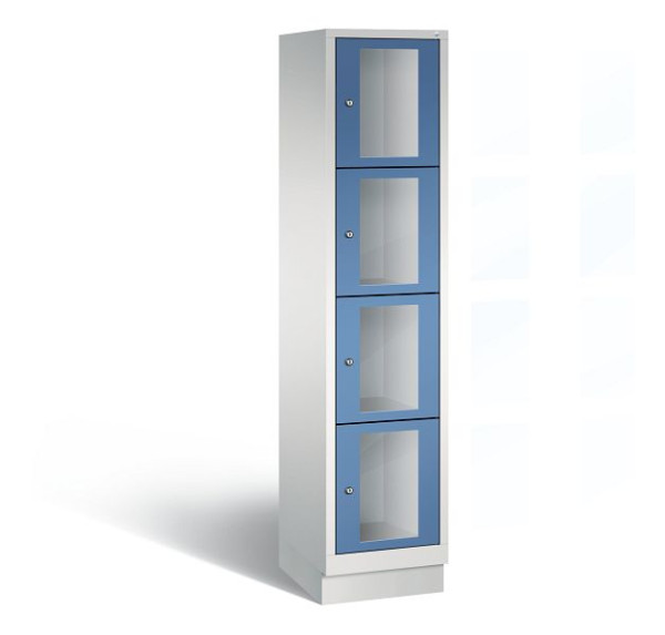 C+P Schließfachschrank Classic, 4 Fächer, H1800xB420xT500 mm, Grau/Fernblau, 8020A124 S10020