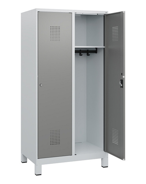 C+P Spind Evolo PLUS, Füße, 2 Abteile, 1630x800x500mm, 7035/0004, Zylinderschloss, 0490105-22 S10041