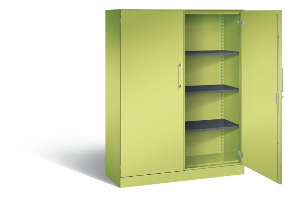 C+P Flügeltürenschrank Asisto, H1635xB1200xT435mm, Farbe: Viridingrün / Viridingrün, Bügelgriff, 4 OH, 141011-000 S10071