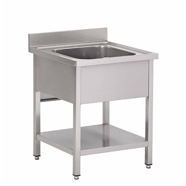 Gastro M Spültisch 70cm lang, mit Aufkantung und Regalboden, GN199