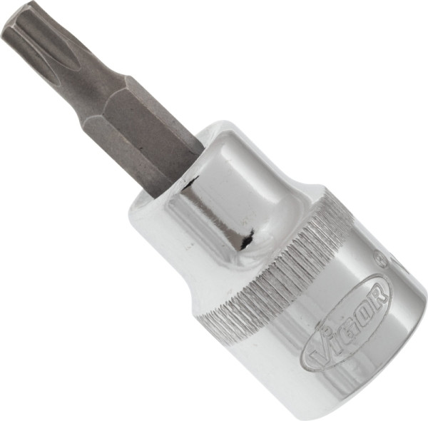 VIGOR TORX Schraubendreher-Einsatz, Vierkant hohl 10 mm (3/8 Zoll), Innen TORX Profil, T27, Länge: 49 mm, für Handbetätigung, V2300N