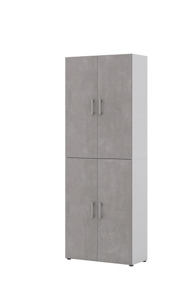 Röhr Aktenschrank B 80 cm x H 212,5 cm x T 33,5 cm, Korpus Weiß, Front Beton, mit 4 Türen, 6 Ordnerhöhen, 859B651000