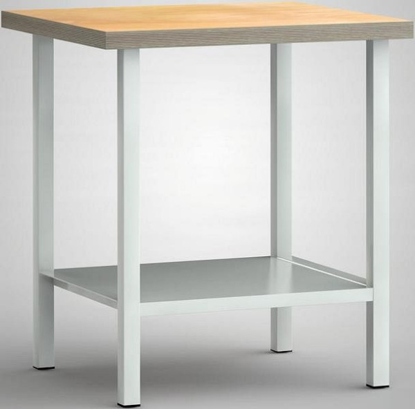 KLW Standard-Werkbank - 750 x 700 x 900 mm L x T x H, mit Buchen-Multiplexplatte 750 x 700 x 45 mm, mit Rückbrett, WS005N-0750M40-X7000