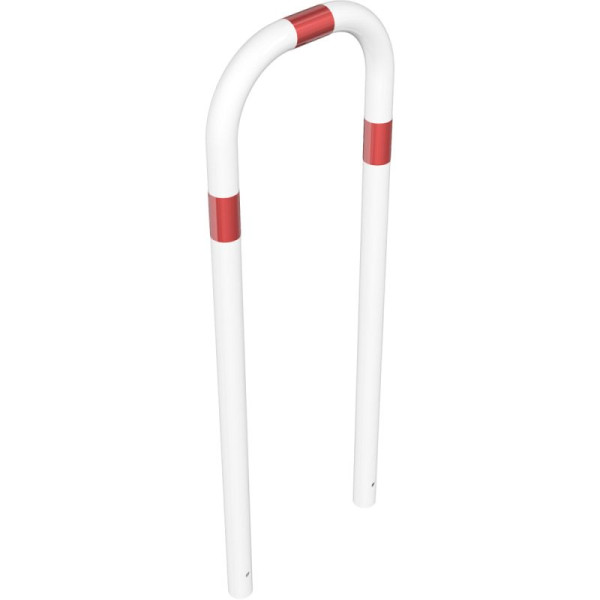 Stein HGS Anlehnbügel/Absperrbügel -Sylt-, 1400mm/1000mm/500mm, weiß beschichtet mit rot reflektierenden Leuchtstreifen, Bügel: Ø 60 mm, 465.09b-wr