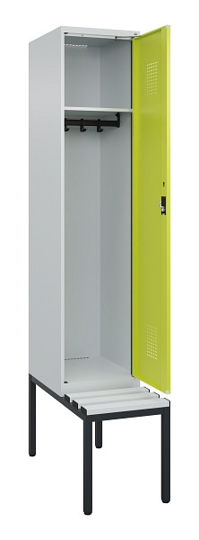 C+P Spind Evolo PLUS, 1 Abteile, 2120x400x815mm, 7035/0024, Haken 4, Zylinderschloss, Sitzfläche Kunststoff, Sitzbank, 0490507-12 S10096