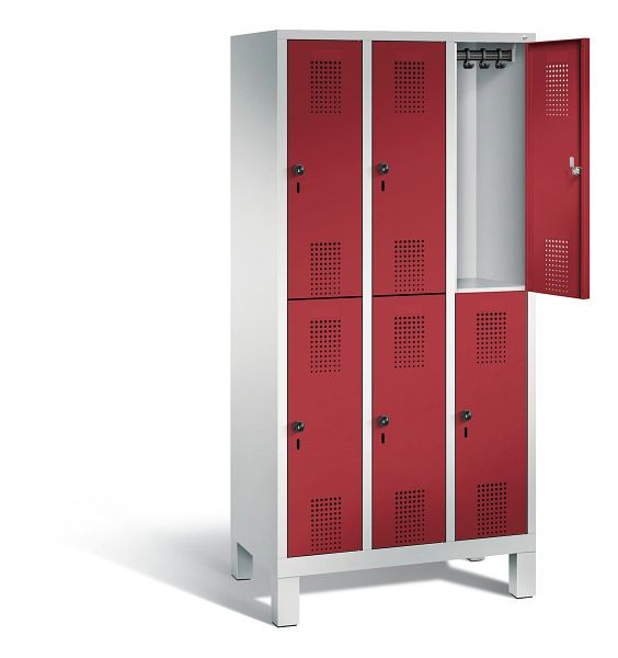 C+P Spind doppelstöckig Evolo, H1850xB900xT500mm, Farbe: Lichtgrau / Rubinrot, 48310-30 S10155