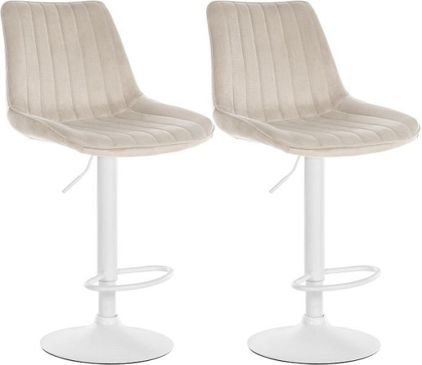 CLP Barhocker Toni Samt weiß, creme, VE: 2 Stück, 324075