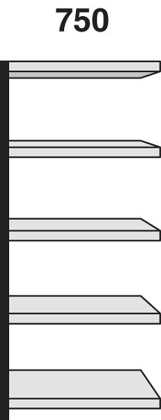 Kerkmann Regalfeld Stora 100, B 750 x T 300 x H 1900 mm, schwarz/lichtgrau, 51240515
