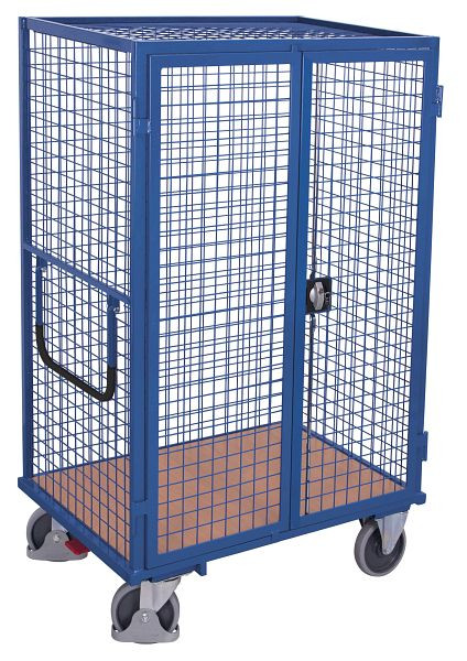 VARIOfit Etagenwagen fest verschweißt, 1.115x730x1.810mm, RAL 5010 enzianblau, Ladefläche: 1.045x685mm, mit Türen aus Drahtgitter, sw-700.946