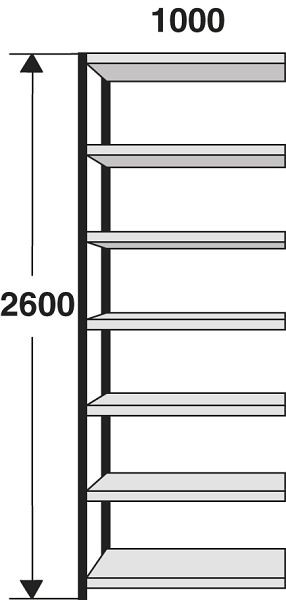 Kerkmann Regalfeld Stora 100, B 1000 x T 300 x H 2600 mm, silber/lichtgrau, 51249514