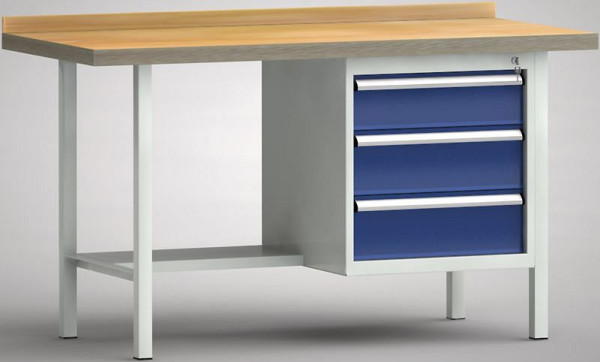 KLW Profi-Werkbank - 1500 x 700 x 845 mm L x T x H, rechts 150EA/175EA/175EA, WP122N-1500M45-E1631