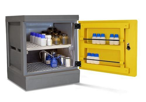 DENIOS Umweltschrank PolyStore-Mini PS 611.2, mit 2 Edelstahl-Gitterrosten, 250060