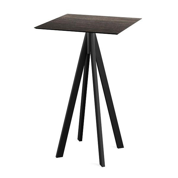 Feros Infinity Stehtisch Schwarz gestell + Riverwashed Wood HPL 70x70 cm, 120041477