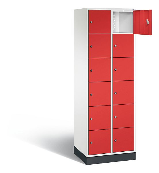 C+P Schließfachschrank Intro, H1950xB620xT490mm, Farbe: Verkehrsweiß / feuerrot, 8670-201 S10134