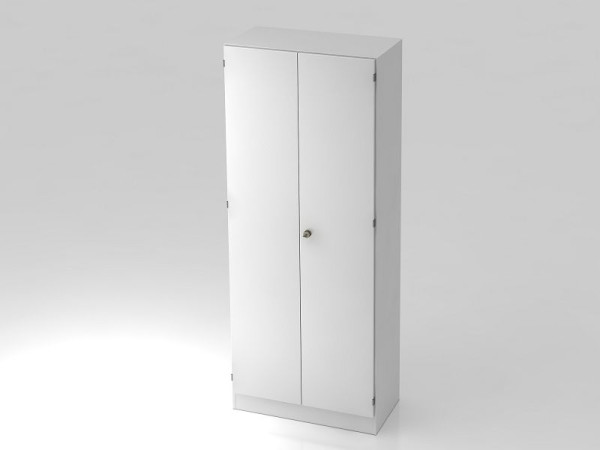 Hammerbacher Garderobenschrank 5OH, Sockelblende, Streifengriff Weiß/Weiß, 80x42x200,4 cm (BxTxH), V6200/W/W/SG