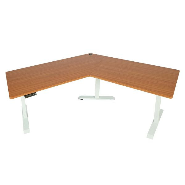 Mendler Schreibtisch HWC-D40, Computertisch, 120° elektrisch höhenverstellbar, natur, weiß, 75764+75760