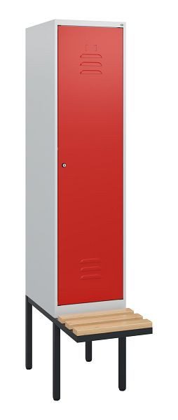 C+P Umkleidespind Classic PLUS, 1950x400x815mm, 7035/3020, Zylinderschloss, Buche-Sitzleisten, 0800405-12 S10017