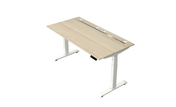 Kerkmann Steh-/Sitztisch Move boost 4 1600 X 800 elektrisch höhenverstellbar von 640-1290 mm, Weiss/Ahorn, 10430650