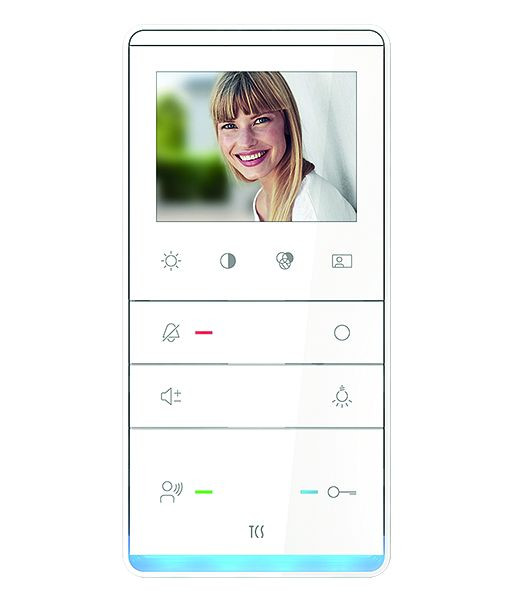 TCS Video 2-Draht Innenstation zum Freisprechen Serie TASTA mit weißem Passepartout, Aufputzmontage weiß, IVW5211-0145