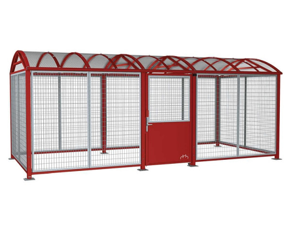 Procity Abschließbare Überdachung Vierkantrohr "Xl", mit Seitenverkleidung+Tür, Drahtgitter Feuerverzinkt, Digital-Zahlencode, RAL 3004, 529095D.3004