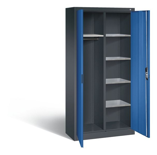 C+P Akten-/Garderobenschrank Acurado, H1950xB930xT400mm, Farbe: Schwarzgrau / Enzianblau, Muldengriff, 8920-312 S10181