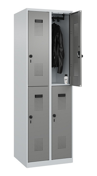 C+P Doppelstöckiger Spind Evolo PLUS, 4 Fächer, 1850x600x500mm, 7035/0004, Drehriegel, 049300-20 S10014