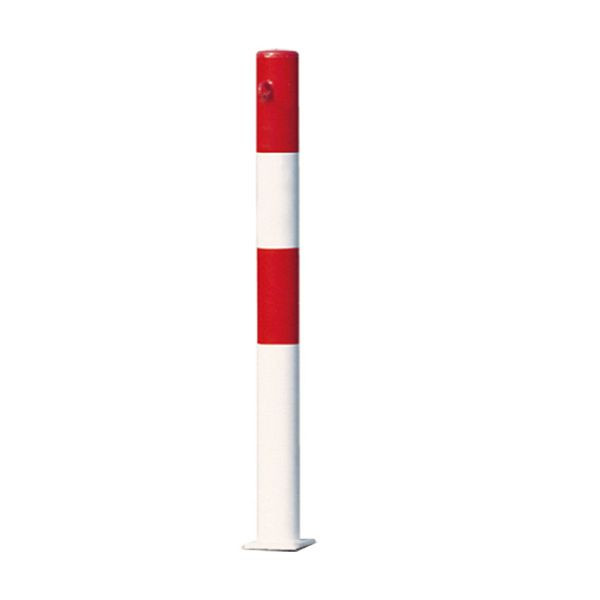 Stein HGS Absperrpfosten -Parat B-, zum Einbetonieren mit Bodenhülse, feuerverzinkt, rot-weiß, 2 Ösen, ohne Reflexstreifen, Stahlrohr Ø 76 mm, 34204-00