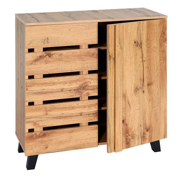 Mendler Kommode HWC-M46, Schrank Sideboard Anrichte Highboard, 2 Türen 88x80x34cm, naturfarben, 104622