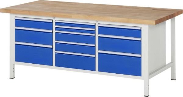 RAU Werkbank Serie 8000 - Modell 8578, B2000 x T900 x H840-1040 mm, 13-8578A2-209B4H.11