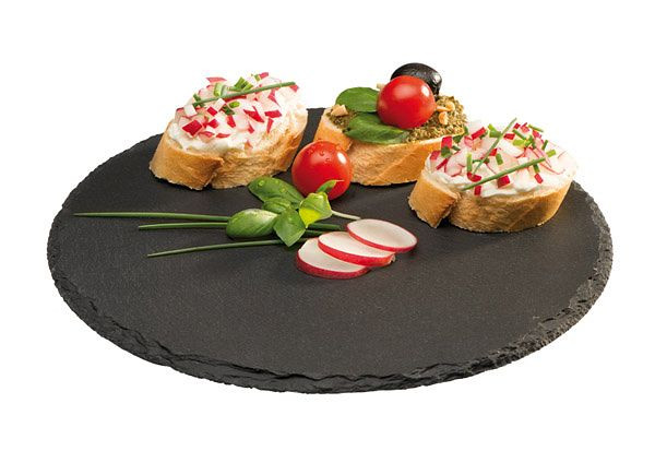 APS Naturschieferplatte, Ø 22 cm, Materialstärke 4-7mm, 00968