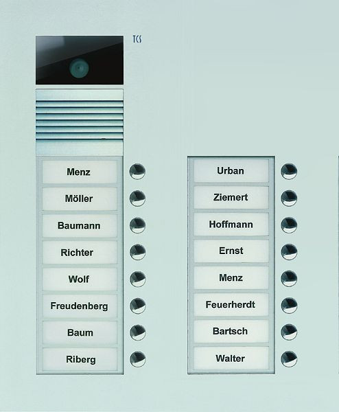 TCS Video Außenstation Serie AVU mit 16 Klingeltasten (rechtsbündig), 2-spaltig, UP silber, AVU15160-0010