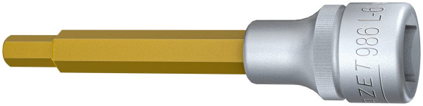 Hazet Schraubendreher-Steckschlüsseleinsatz, Vierkant hohl 12,5 mm, Innen-Sechskant Profil, 6 mm, Lange Ausführung Mit Rändelung, 986L-6