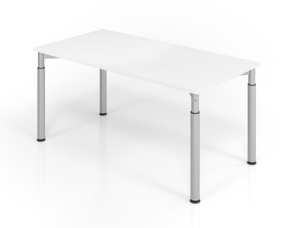 Hammerbacher Schreibtisch YS16, 160 x 80 cm, Platte: Weiß, 25 mm dick, ABS-Dickkante, Rechteckform, Silber, VYS16/W/S