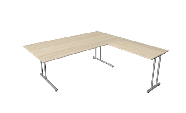 Kerkmann Winkelarbeitsplatz start-up, aus Schreibtisch B 2000 x T 1000 x H 750 mm und Anbautisch 1000 x 600 x 750 mm, Ahorn, 11436750