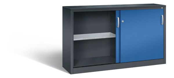 C+P Schiebetürenschrank Acurado, H1000xB1600xT400mm, Farbe: Schwarzgrau / Enzianblau, Bügelgriff, 2146-09 S10099