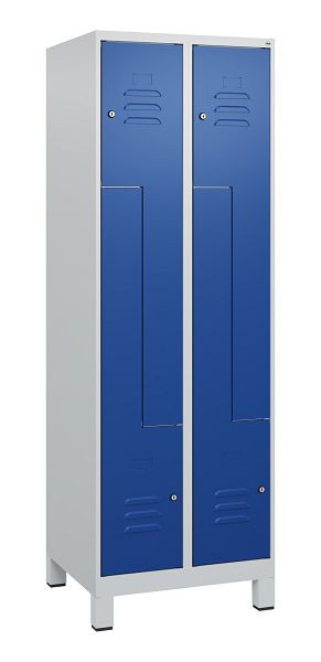 C+P Z-Spind Classic PLUS, Füße, 4 Abteile, 1800x600x500mm, 7035/5010, Zylinderschlösser, 0800137-204 S10018