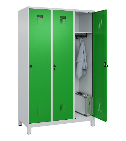 C+P Spind Evolo PLUS, mit Füßen, 3 Abteile, 1950x1200x500mm, 7035/6037, Verschluss Drehriegel, Ablageböden 3, 049010-32 S10011