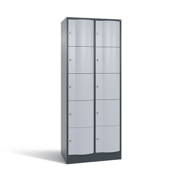 C+P Schließfachschrank Resisto, 10 Fächer, H1950xB772xT540 mm, Anthrazit/Weißalu, 8570-272 S10732