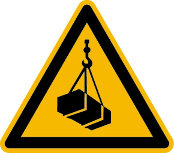 Schilder Klar Warnzeichen Warnung vor schwebender Last DIN EN ISO 7010-W015, 100 mm Folie selbstklebend, 1507/61